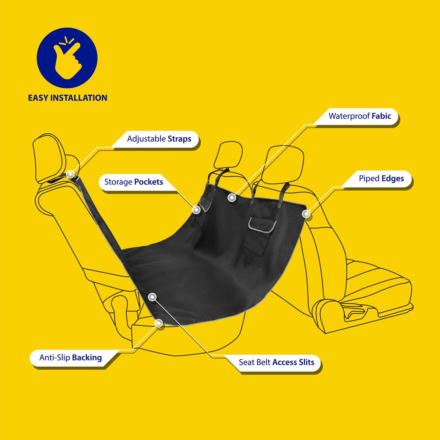 Dog Hammock Car Seat Cover, Waterproof Car Seat Protector for Pets