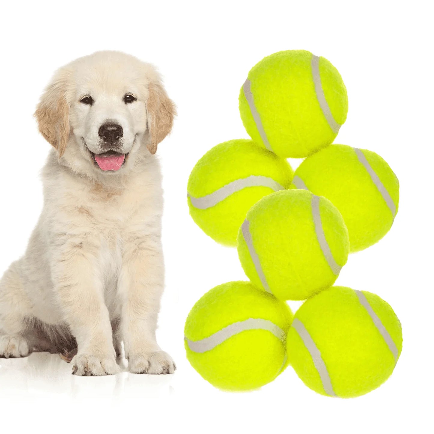 Interactive Dog Toys Tennis Balls for Playing, Teeth Cleaning, 6Pack