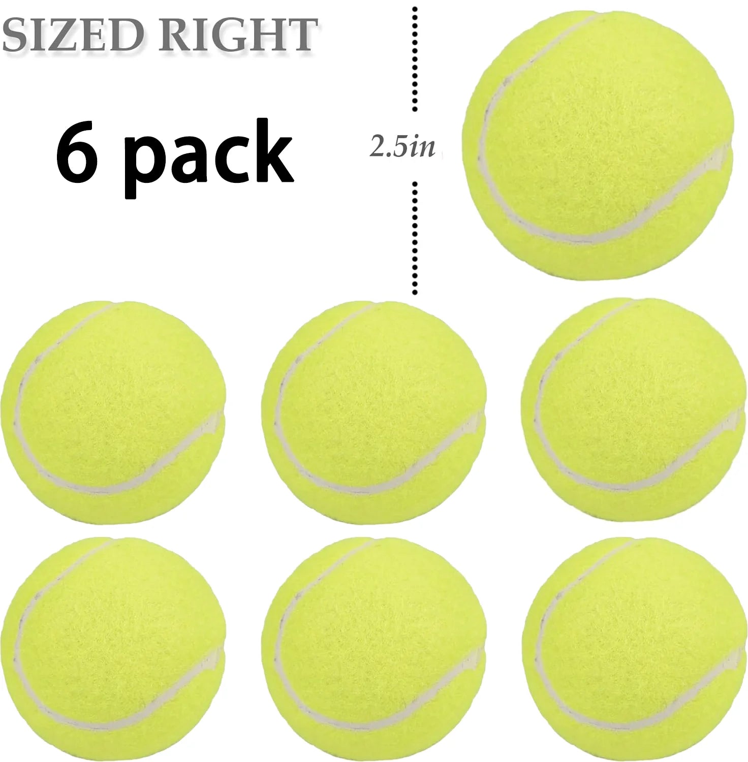 Interactive Dog Toys Tennis Balls for Playing, Teeth Cleaning, 6Pack